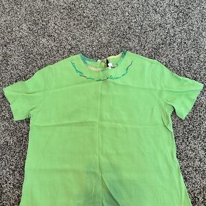 Vibrant Green Short Sleeve Women's Top